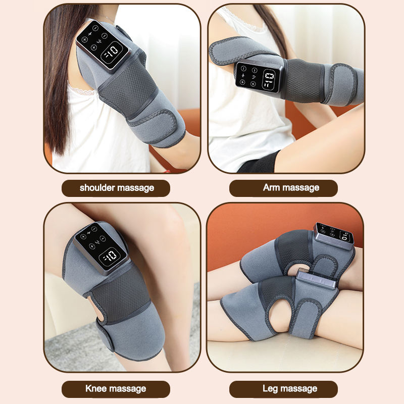 Genouillère Électrique Chauffante et Massante – Thérapie Infrarouge pour Genoux – Anti-Douleur – Batterie Rechargeable